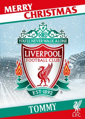 Liverpool Footbal Club Logo And Stadium Photographic Christmas Card