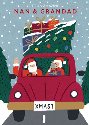 To An Amazing Nan & Grandad Illustrated Christmas Card