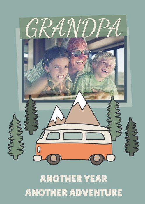 Outdoor Adventure Camper Van Photo Upload Birthday Grandpa Card