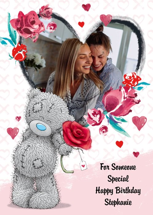 Cute Tatty Teddy Someone Special Birthday Heart Photo Upload Card