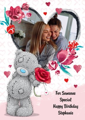 Cute Tatty Teddy Someone Special Birthday Heart Photo Upload Card