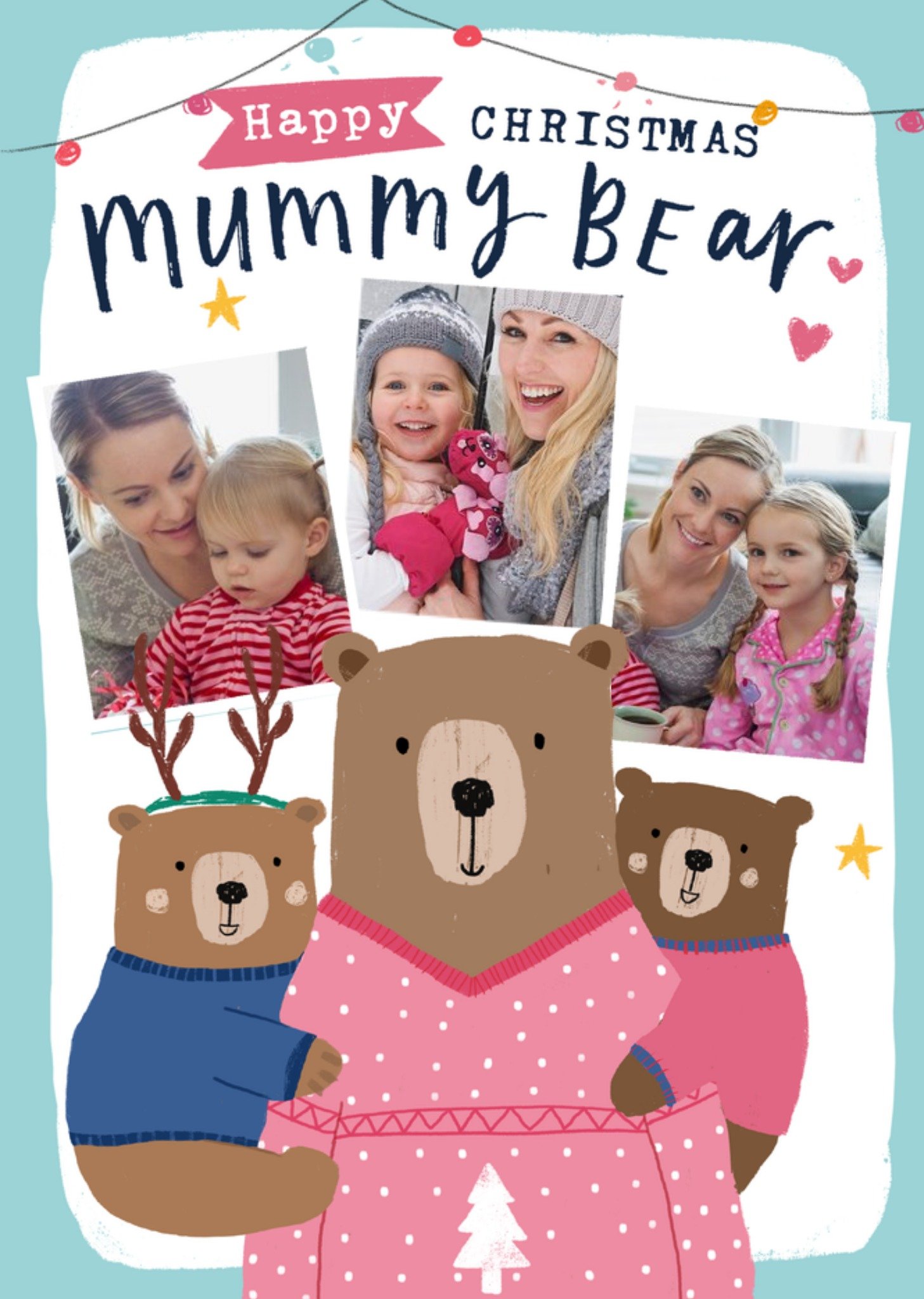Moonpig Happy Christmas Mummy Bear Photo Upload Card