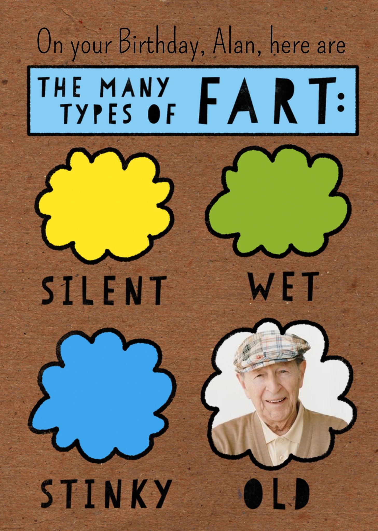 Moonpig All The Types Of Fart Personalised Photo Birthday Card