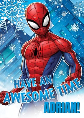 Marvel Spiderman Awesome Time Personalised Christmas Card