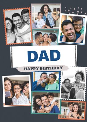 Modern Photo Upload Collage Happy Birthday Dad Card