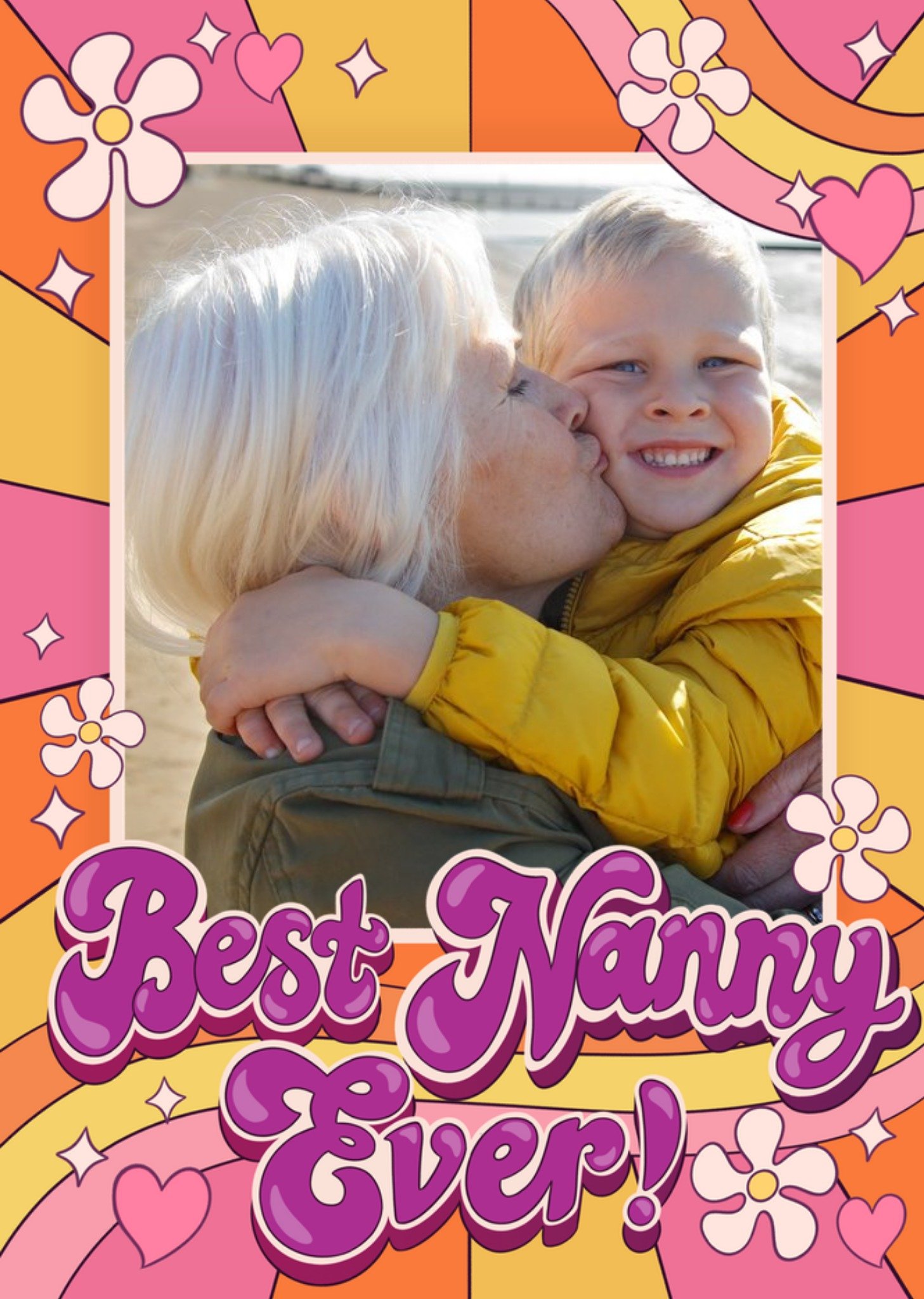 Moonpig 70's Style Best Nanny Ever Photo Upload Card