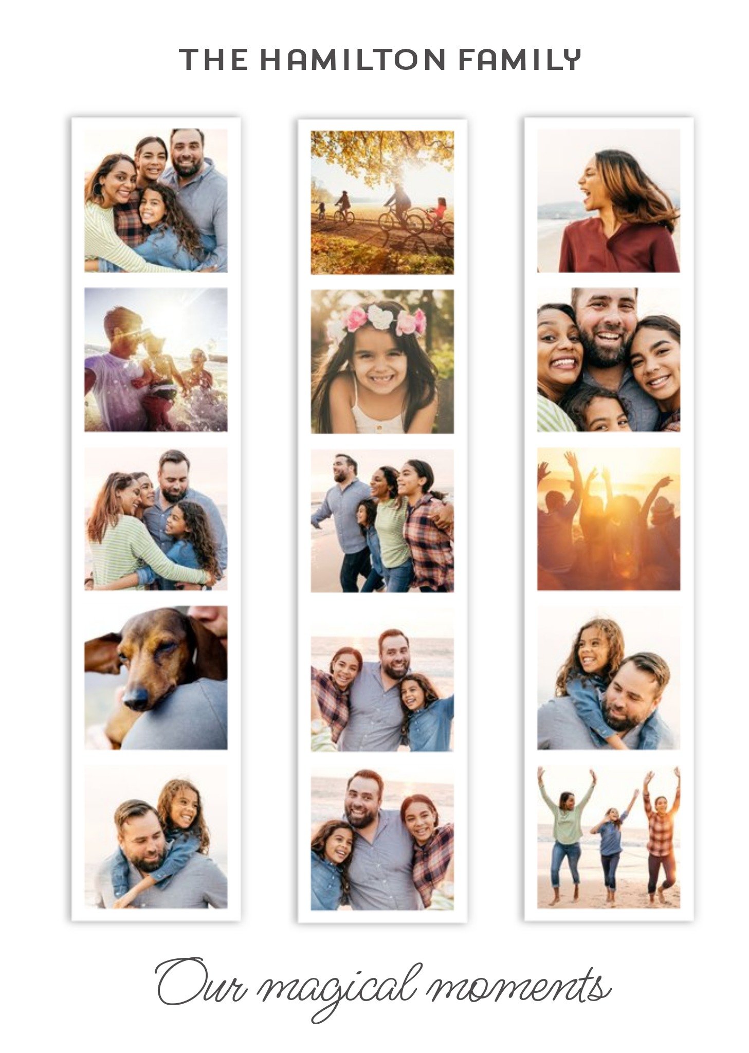 Moonpig 15 Photo Booth Strip Our Magical Family Moments Frameable Card