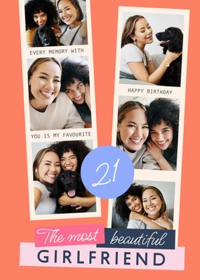 Most Beautiful Girlfriend Photo Upload 21st Birthday Card