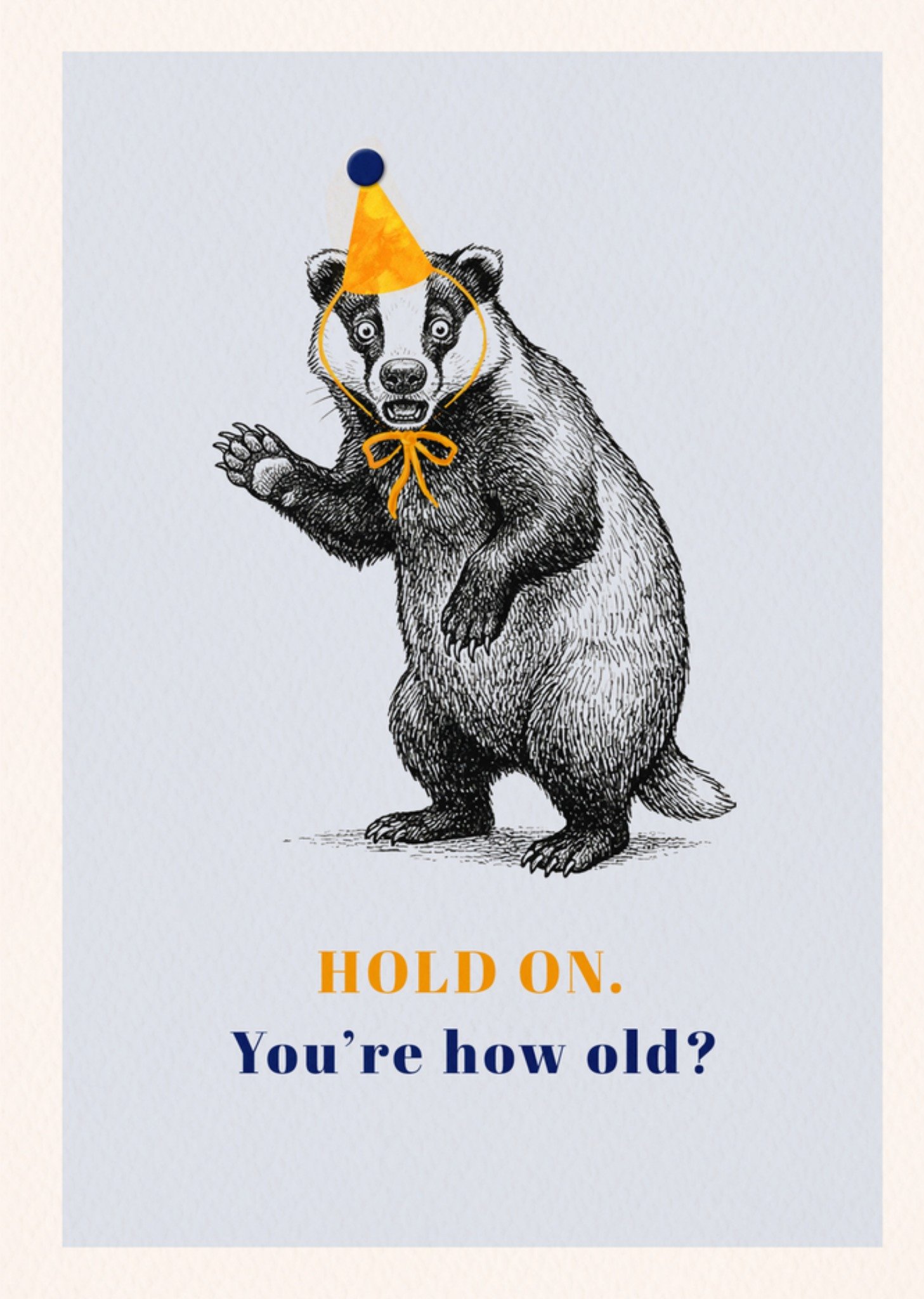 Moonpig Hold On You're How Old Illustrated Badger Birthday Card