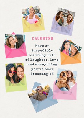 Envelope Illustrated Photo Upload Daughter Birthday Card