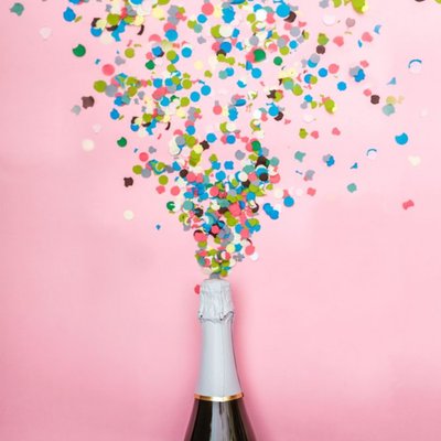 Photographic Champagne And Confetti Congratulations Card