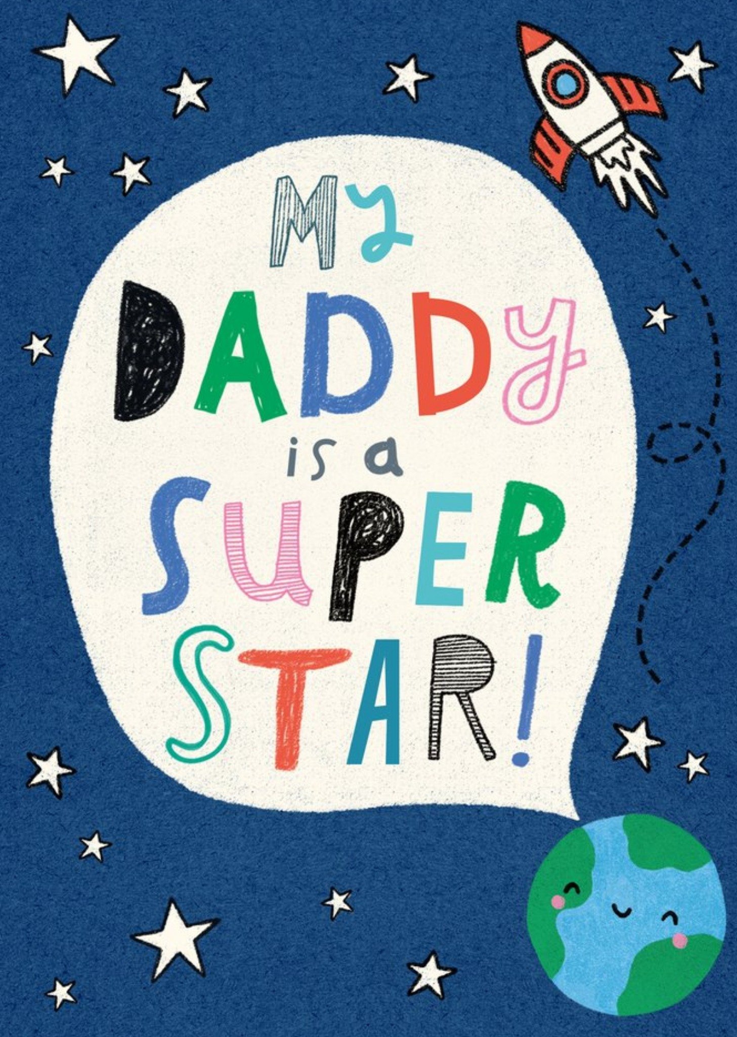 Moonpig Fun Illustrated Space And Rocket Daddy Birthday Card