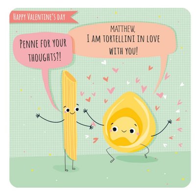 Tortellini In Love Valentines Card