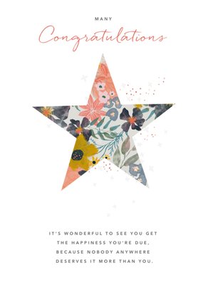 Floral Star And Verse Many Congratulations Card