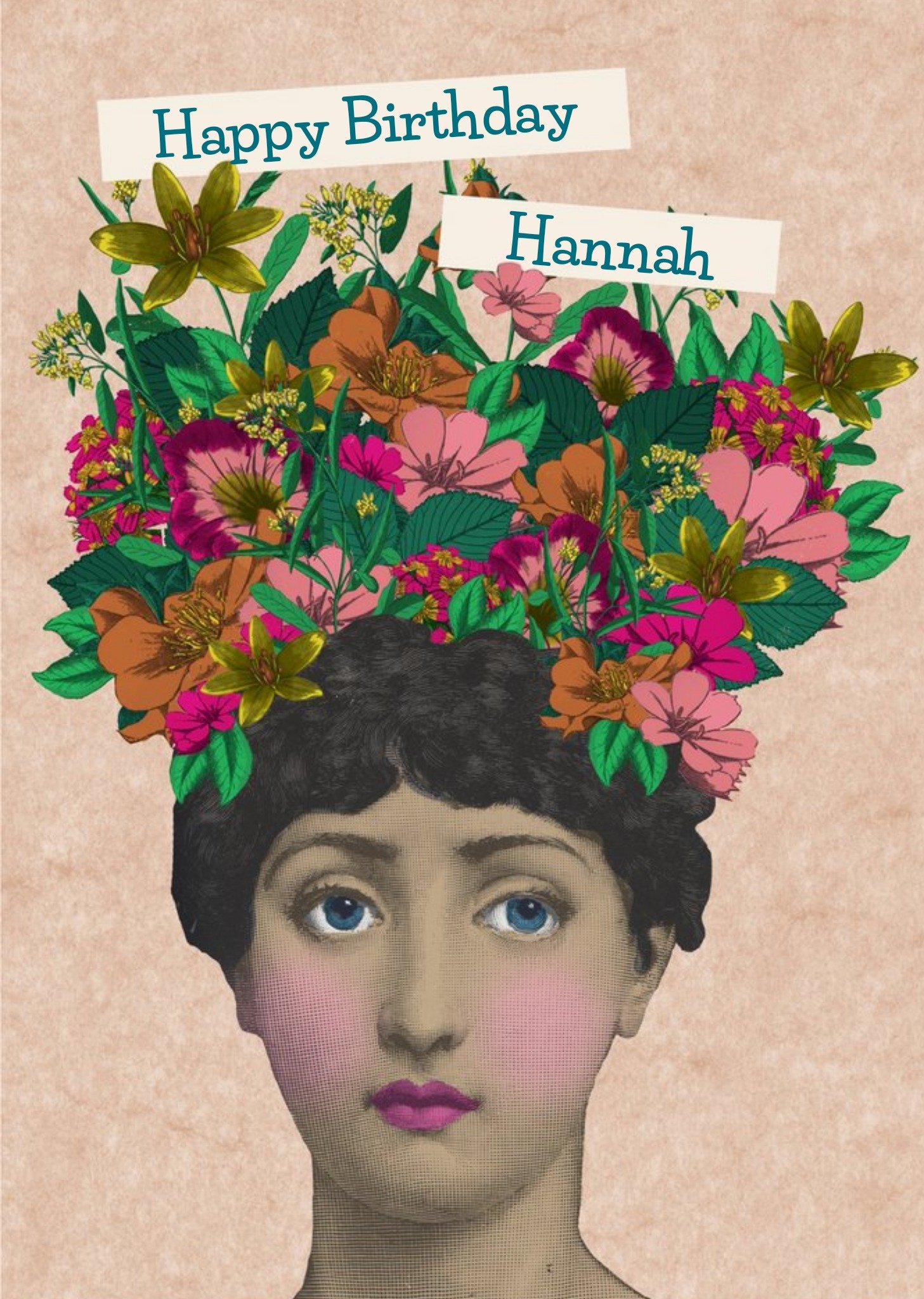 Moonpig Birthday Card - Happy Birthday - Cut Out - Collage - Floral