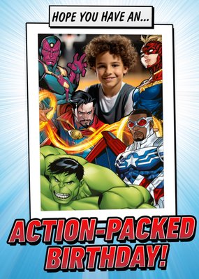 Marvel The Avengers Action Packed Photo Upload Birthday Card