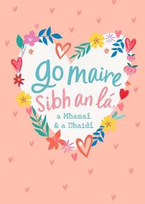 Illustrated Irish Typographic Floral Heart Anniversary Card