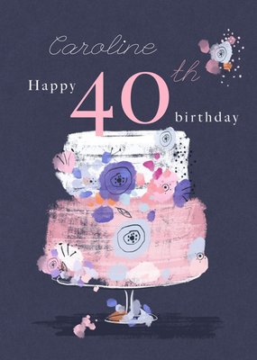 Trendy Floral Birthday card Happy 40th Birthday