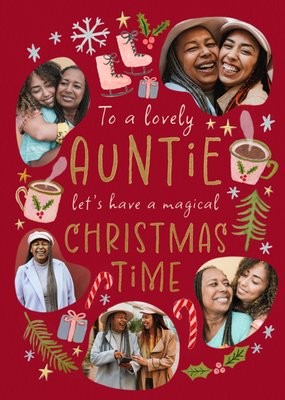 Auntie Let's Have A Magical Christmas Time Illustrated Photo Upload Card