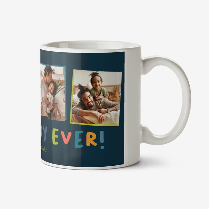 Typographic Four Photo Upload Best Daddy Ever Mug