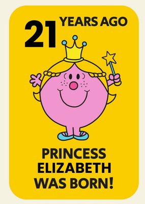 Mr Men Little Miss Princess Born 21 Years Ago Birthday Card