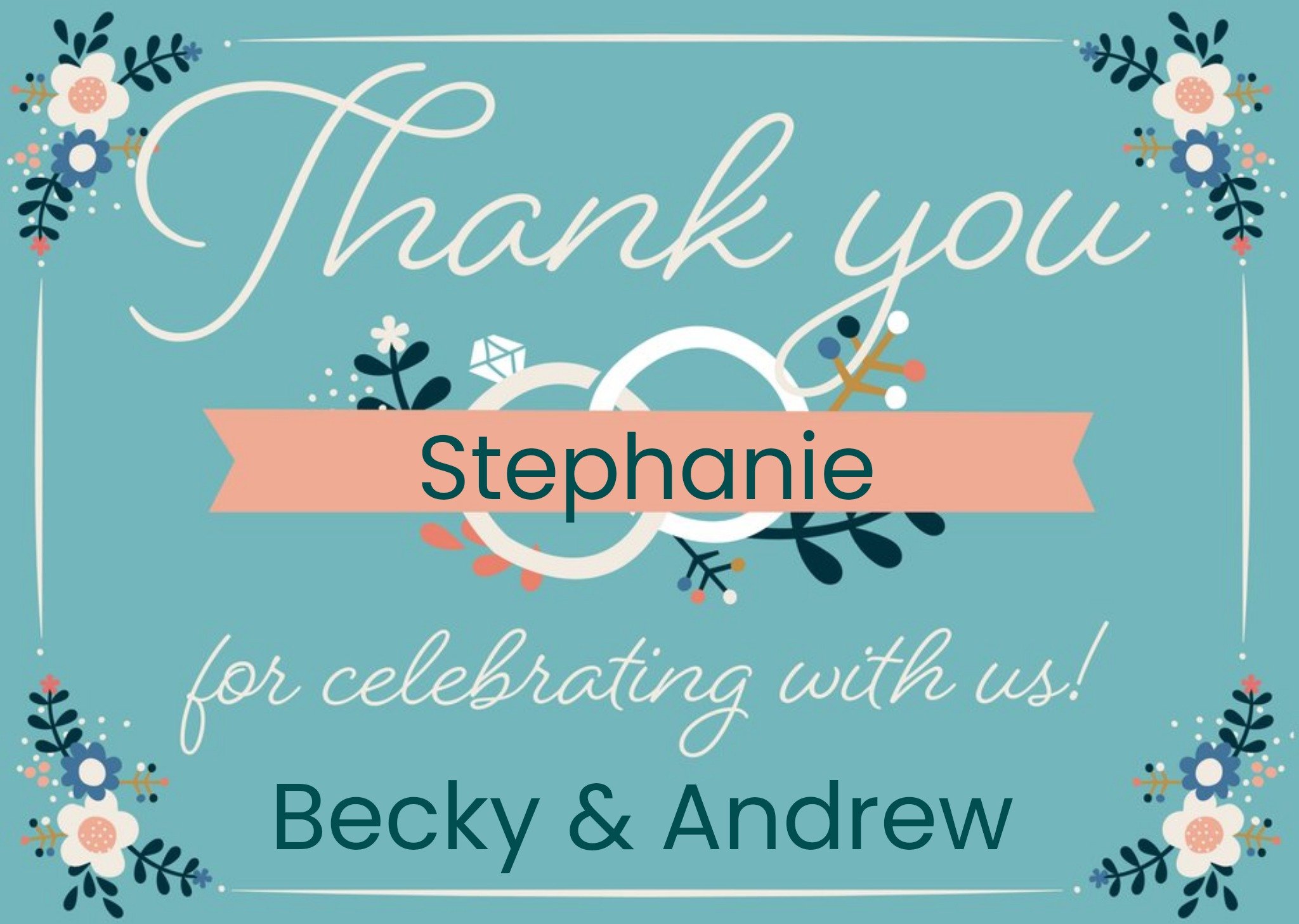 Friends Neil Clark Typography Floral Rings Thank You Card