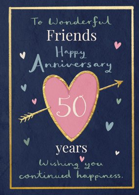 Wonderful Friends 50 Years Happy Anniversary Illustrated Card