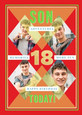 Son Adventures Memories More Fun 18 Today Photo Upload Birthday Card