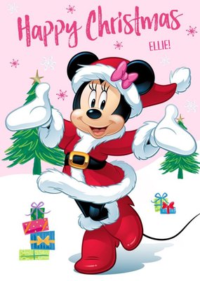 Disney Minnie Mouse Pink Personalised Christmas Card