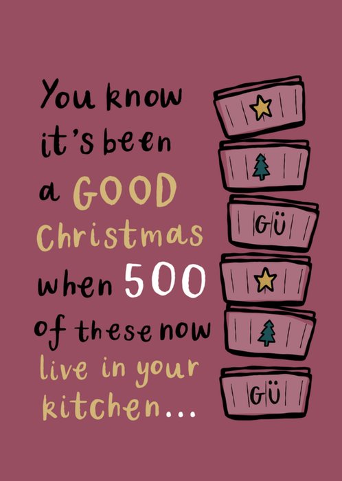 Stacked Pots GU Desserts Typography Christmas Card