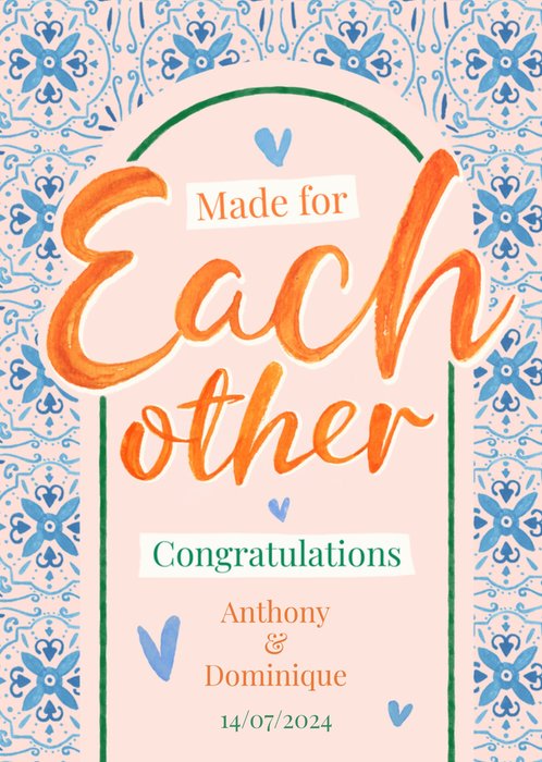 Made For Each Other Wedding Card