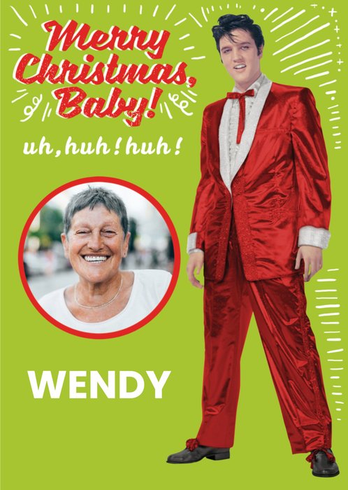 Funny Elvis Uh huh Huh Photo Upload Christmas Card