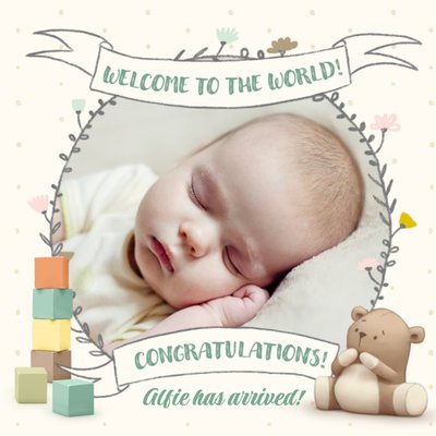 Cute new baby photo upload card