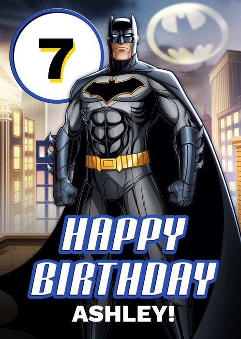 Illustrated Batman Kids 7th Birthday Card