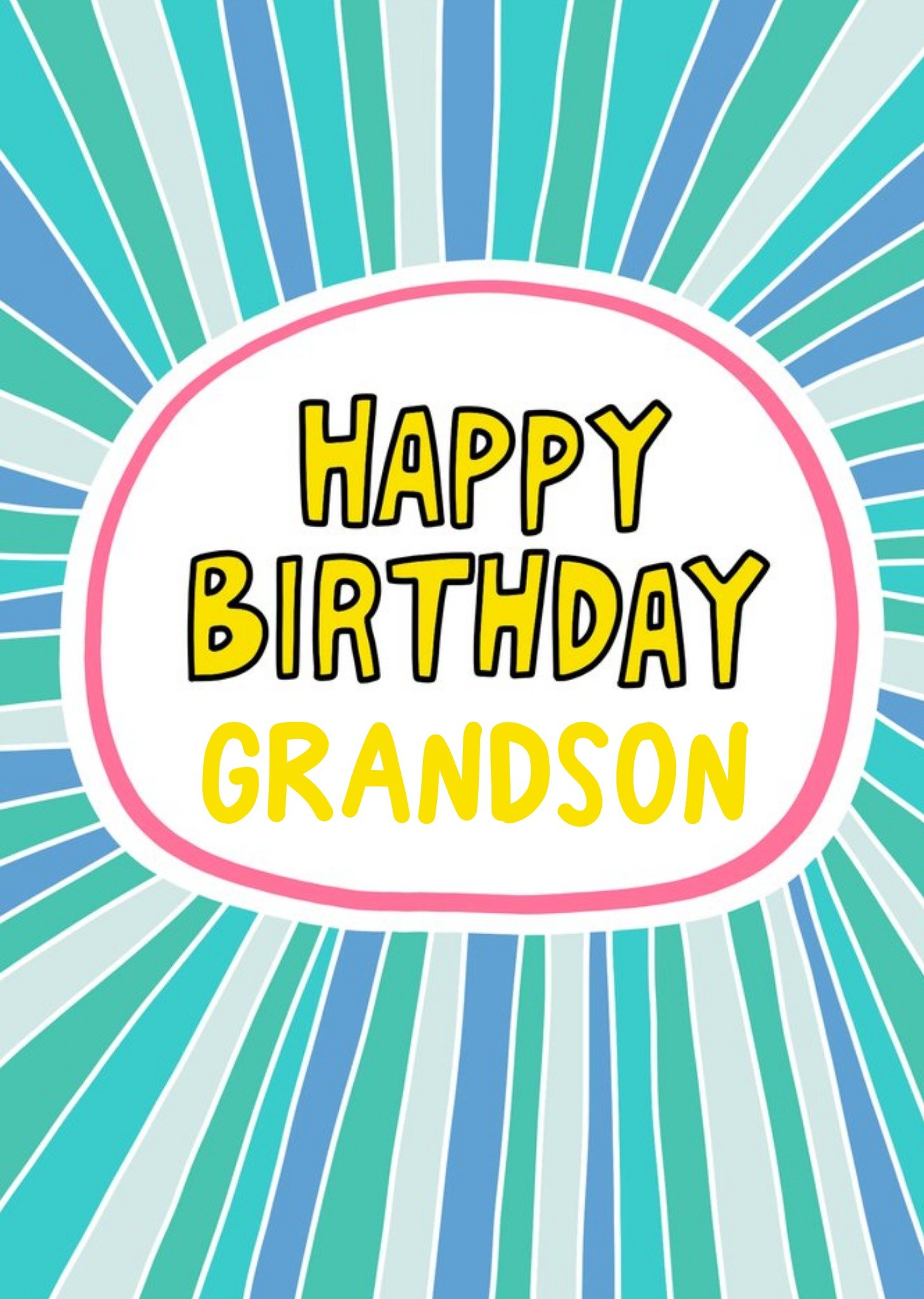 Moonpig Angela Chick Illustrated Stripe Pattern Grandson Birthday Card
