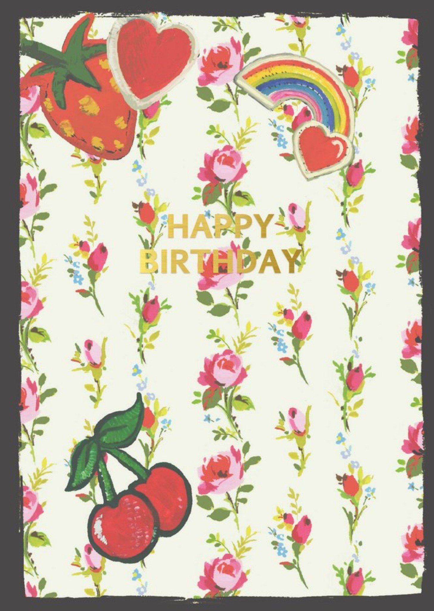 Sooshichacha Illustrated Flowers And Fruit Happy Birthday Card