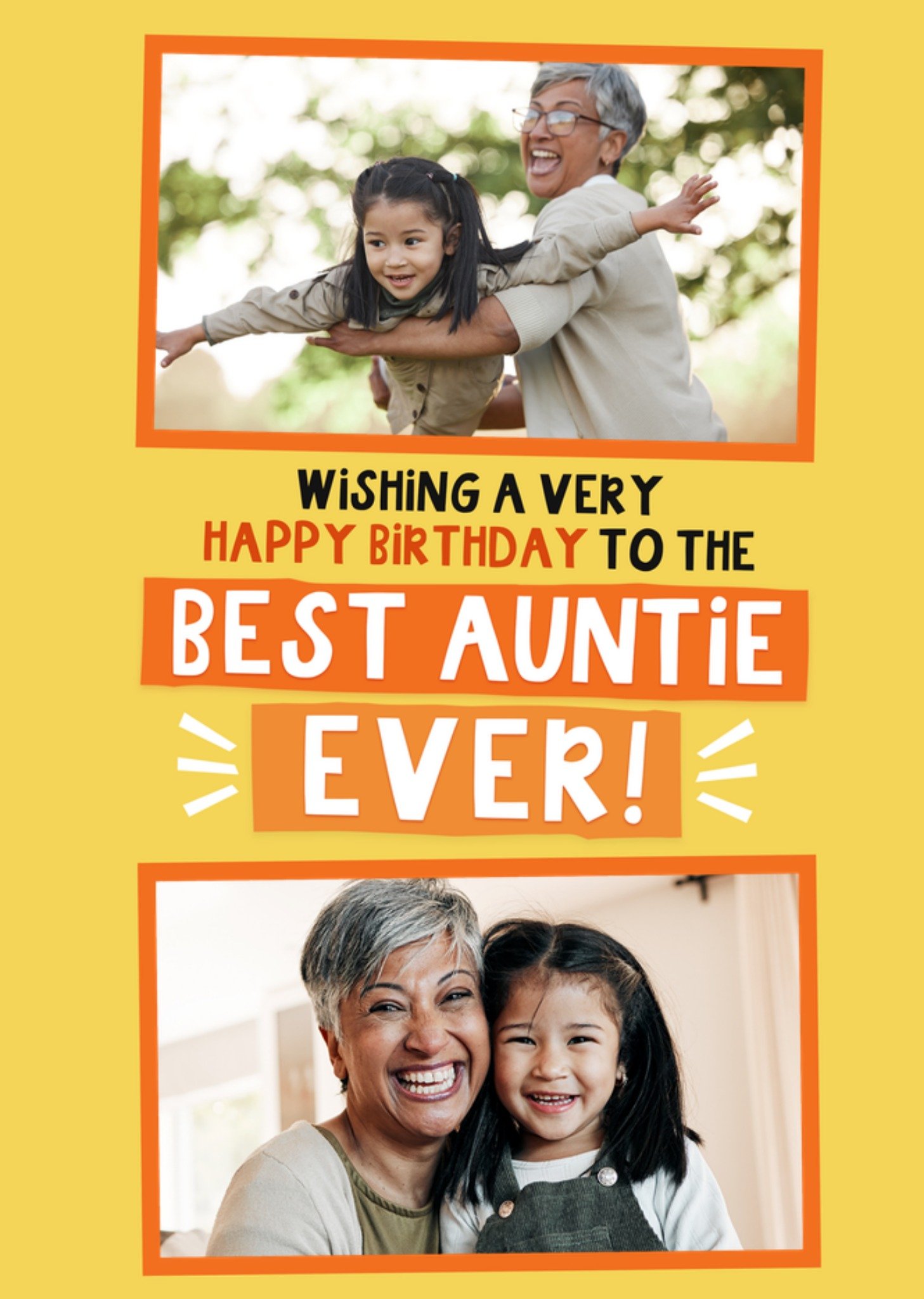 Moonpig Best Auntie Ever Typographic Photo Upload Birthday Card