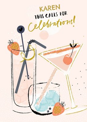 UK Greetings Carlton Cards Fruit Birthday Celebration Cocktails Card