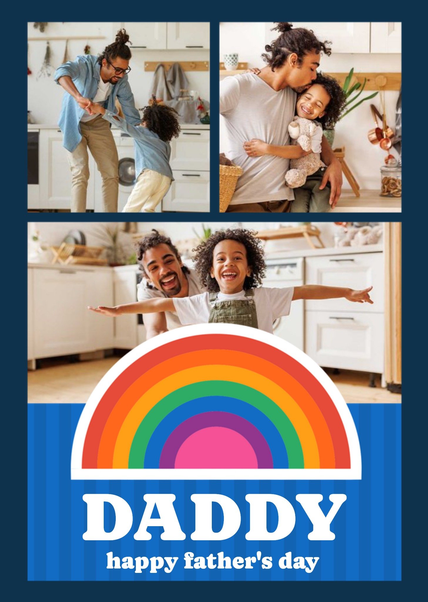 Moonpig Photo Collage With Retro Typography And A Rainbow Father's Day Photo Upload Card