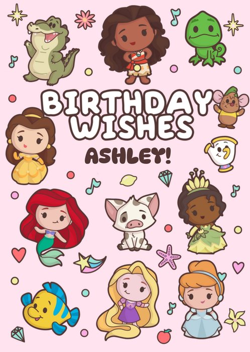 Disney Princess Birthday Wishes Cartoon Princess Illustrations Birthday Card
