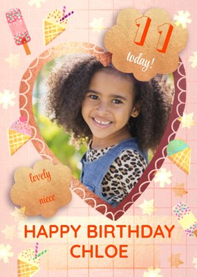 Cute Icecream Illustration To A Lovely Niece Photo Upload Birthday Card