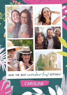 Have the most wonderful birthday - Modern tropical Multi-Photo Upload card