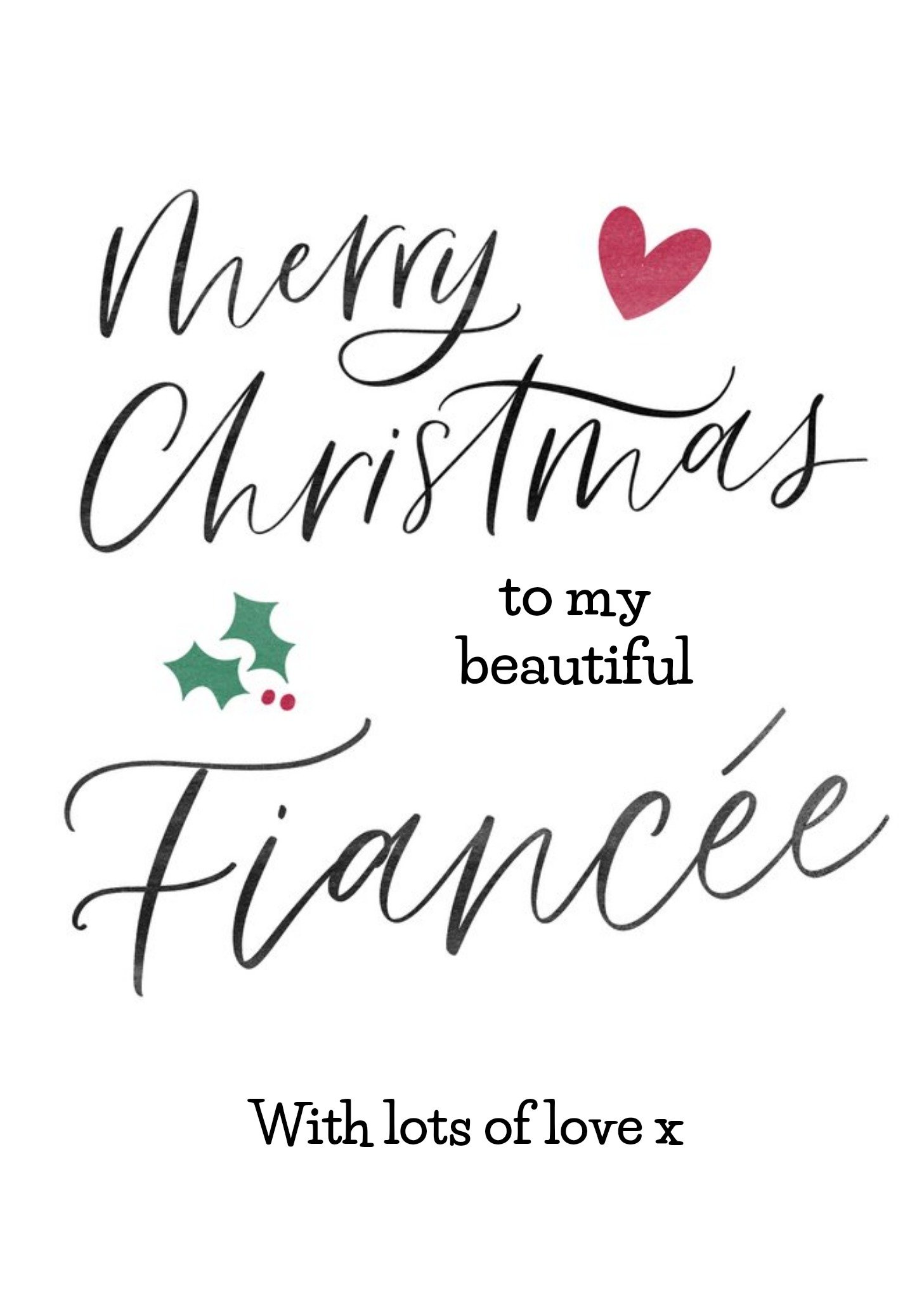 Moonpig Modern Typographic Beautiful Fiancee Christmas Card