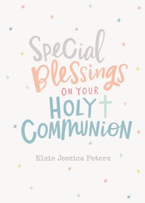  Cute Colourful Stars Communion Male Female Religion Arty Card 