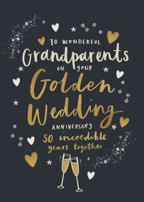 Wonderful Grandparents Golden Wedding 50 Incredible Years Illustrated Anniversary Card