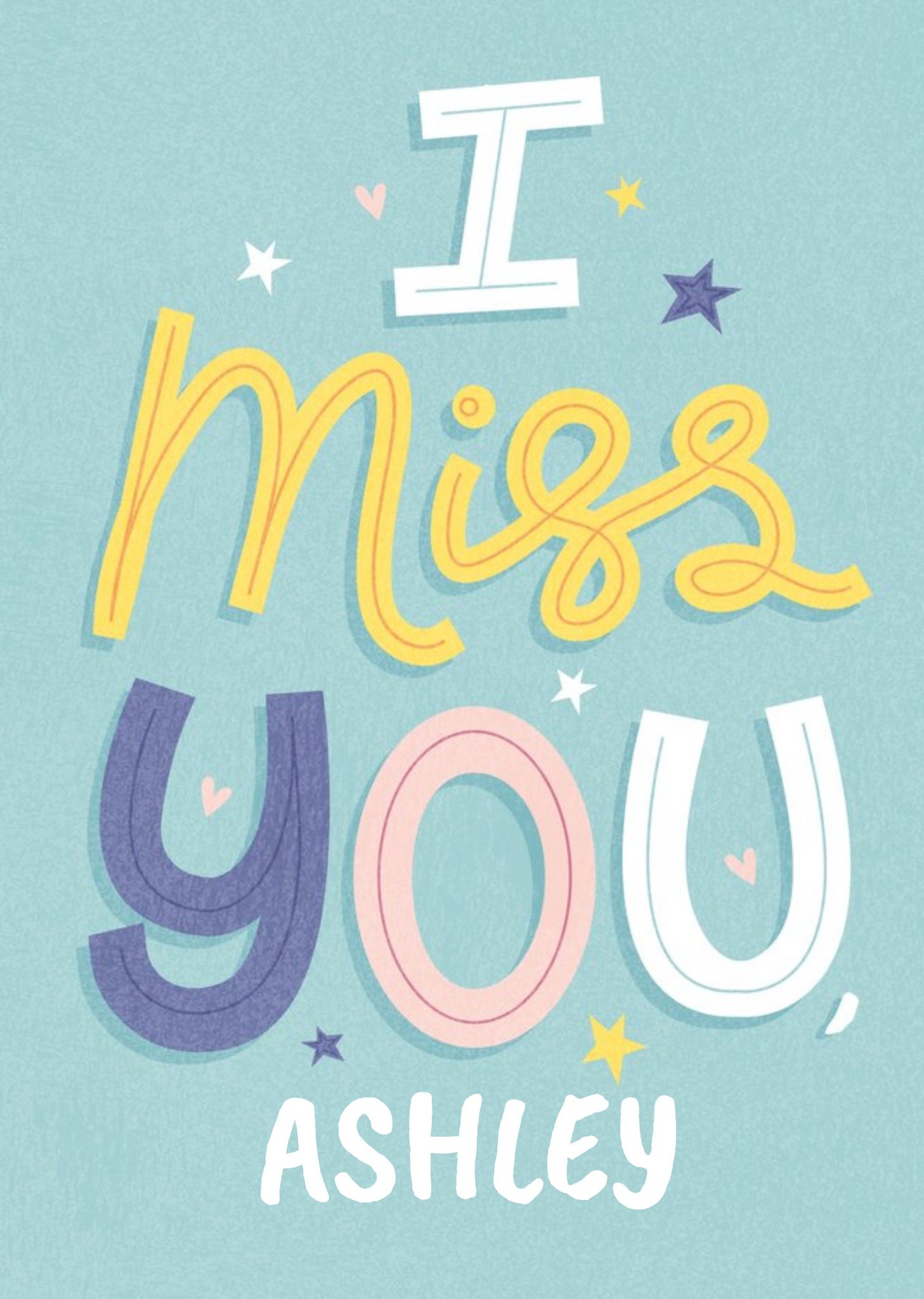 Moonpig Bright, Simple Typographic I Miss You Card