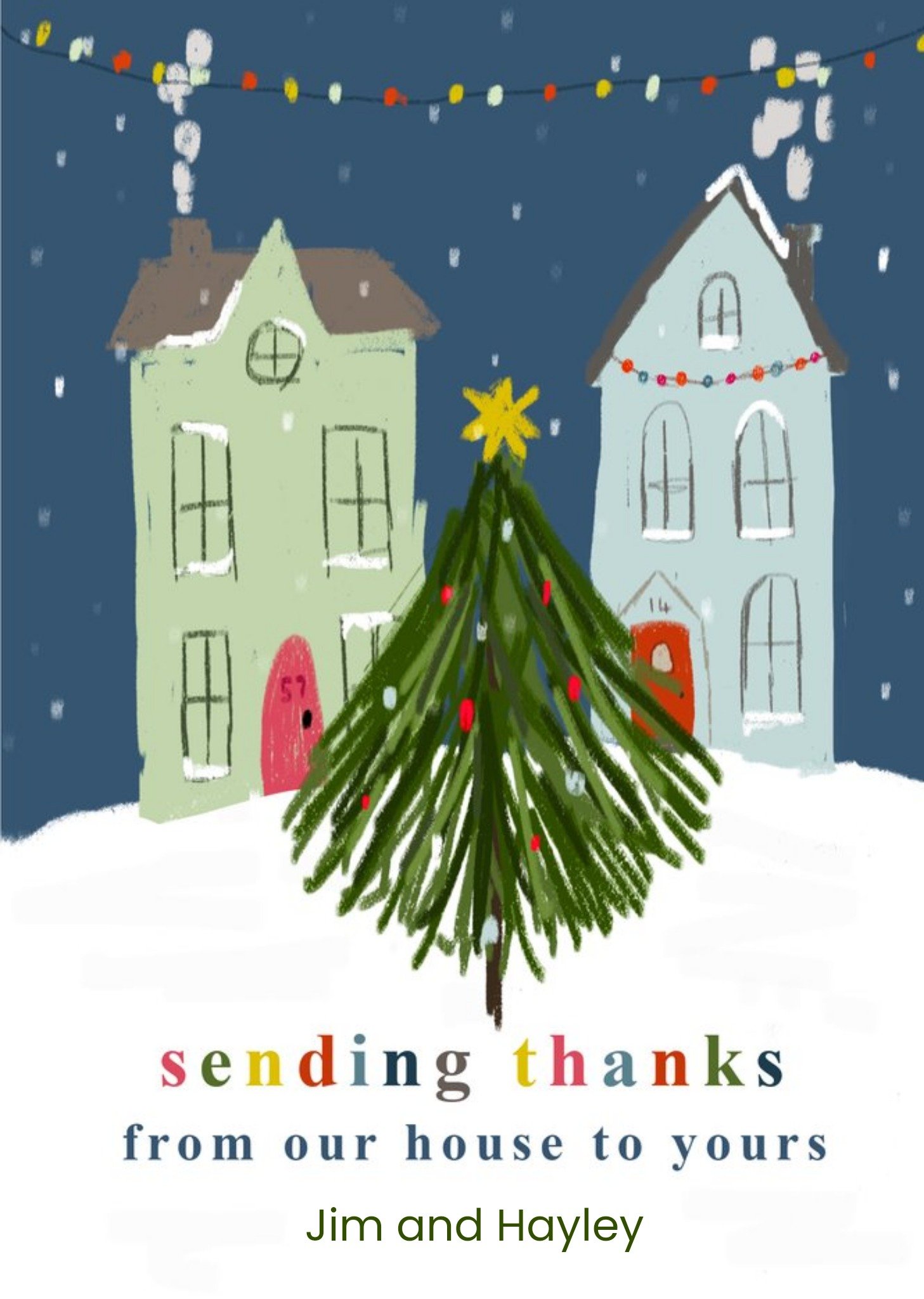 Moonpig Sketched Sending Thanks From Our House To Yours Christmas Card