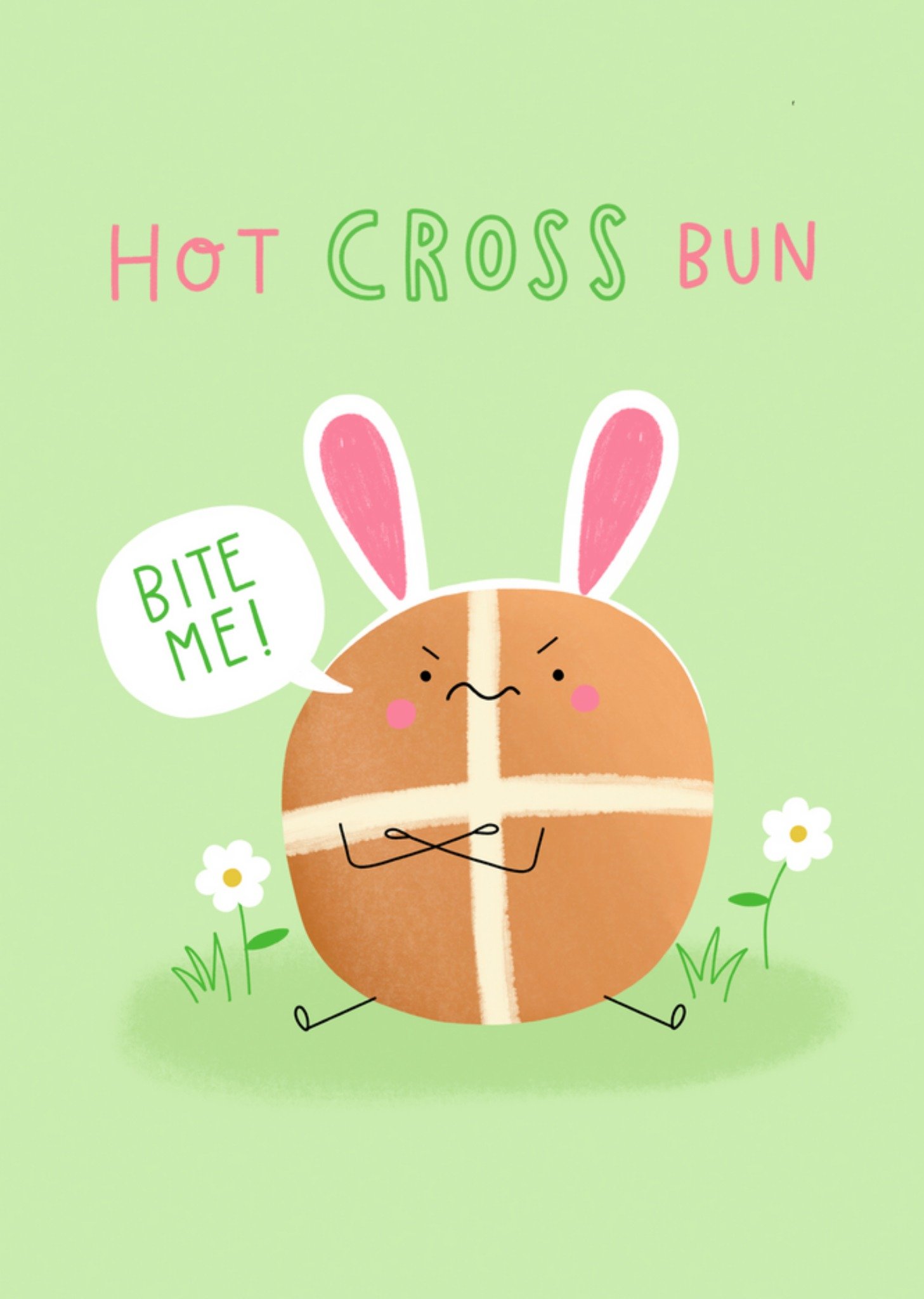 Moonpig Jess Moorhouse Hot Cross Bun Illustrated Character Easter Card Ecard