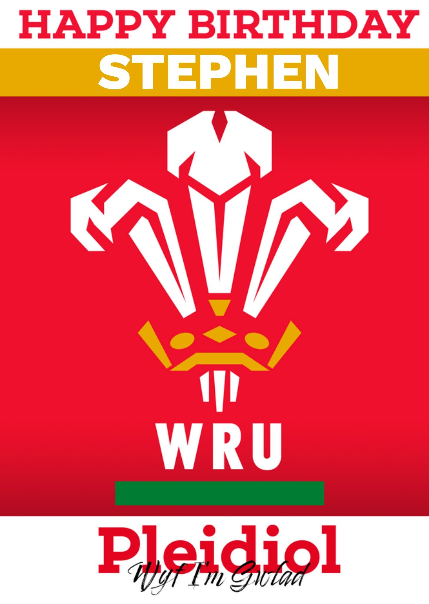 Welsh Rugby Union Badge Birthday Card, Large