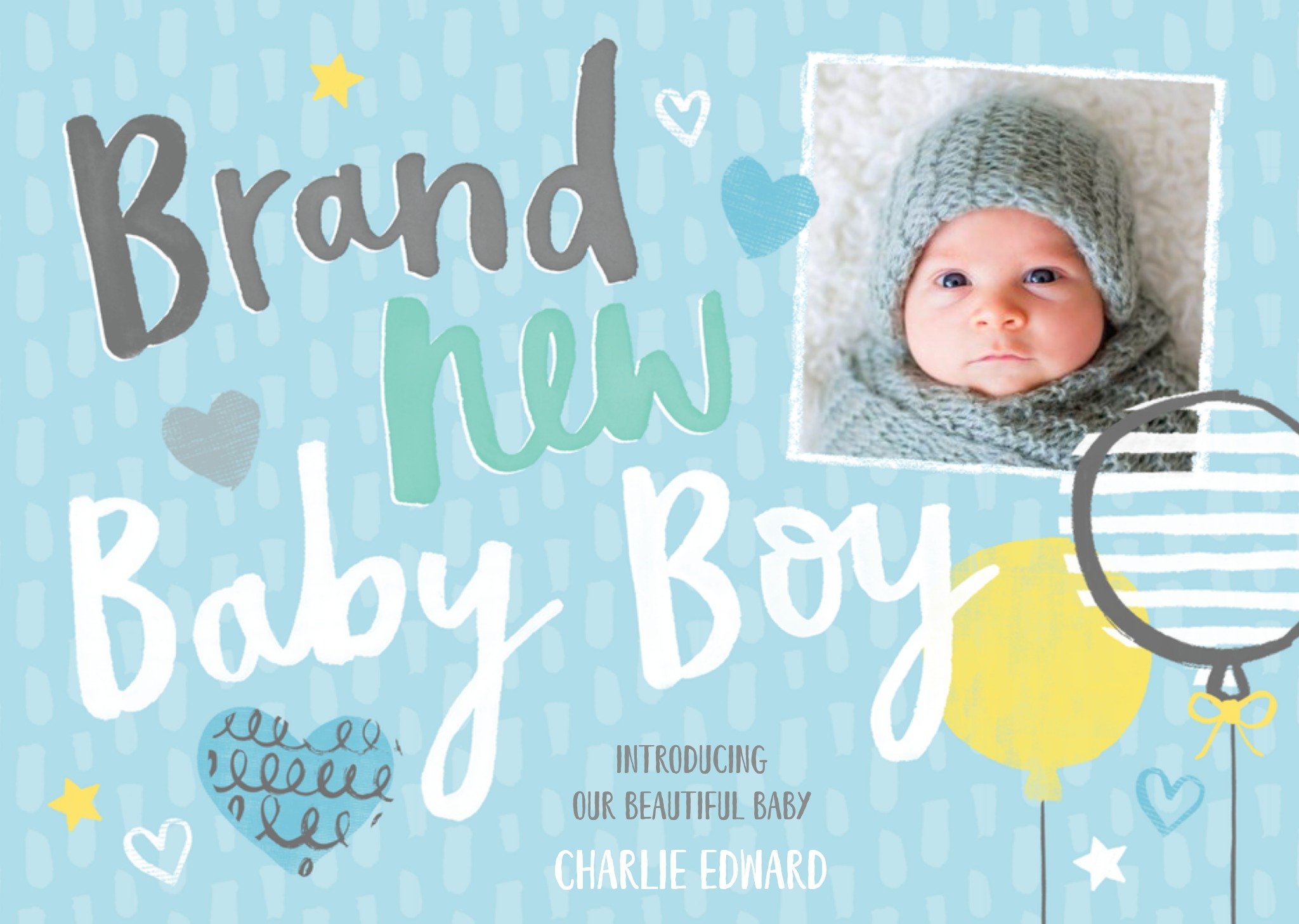 Moonpig Lovely Day New Baby Boy Photo Upload Card